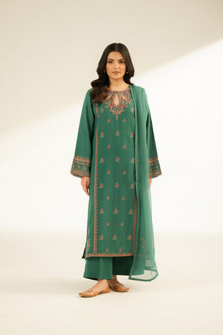3 Piece Cotton Karandi Embroidered Suit (CS0389)