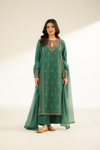 3 Piece Cotton Karandi Embroidered Suit (CS0389)