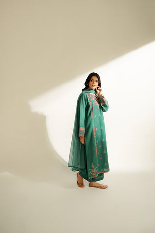 3 Piece Cotton Karandi Embroidered Suit (CS0389)