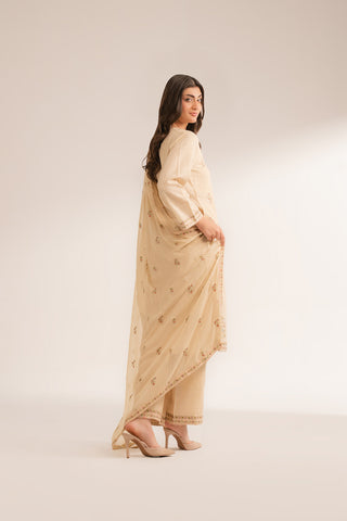 3 Piece Slub Khaddar Embroidered Suit (CS0392)
