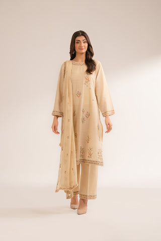 3 Piece Slub Khaddar Embroidered Suit (CS0392)
