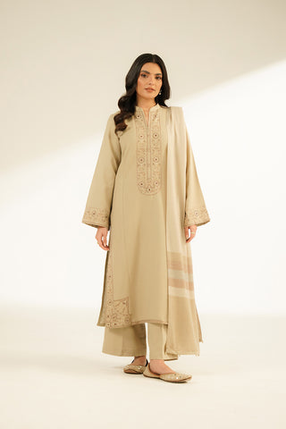 3 Piece Cotton Karandi Embroidered Suit (CS0393)