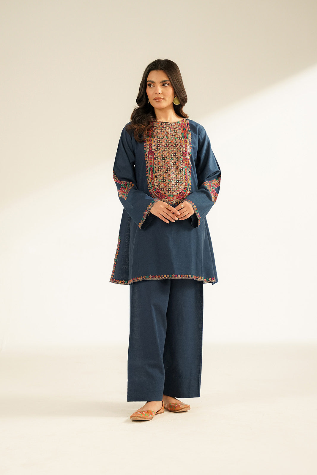 2 Piece Slub Khaddar Embroidered Suit (CS0397)
