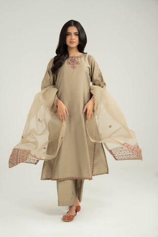 3 Piece Cotton Silk Embroidered Suit (CS0402)