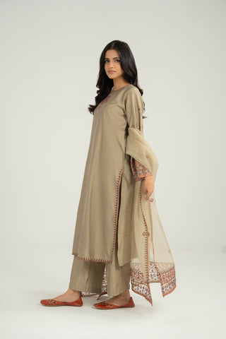 3 Piece Cotton Silk Embroidered Suit (CS0402)