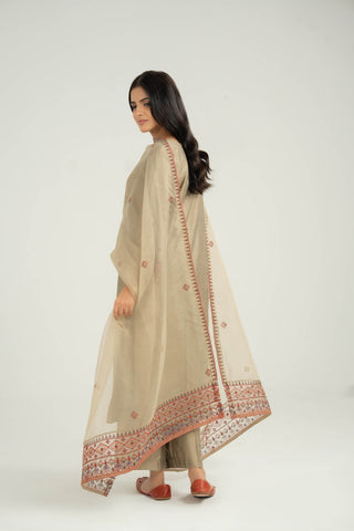 3 Piece Cotton Silk Embroidered Suit (CS0402)