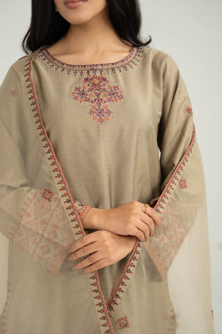 3 Piece Cotton Silk Embroidered Suit (CS0402)