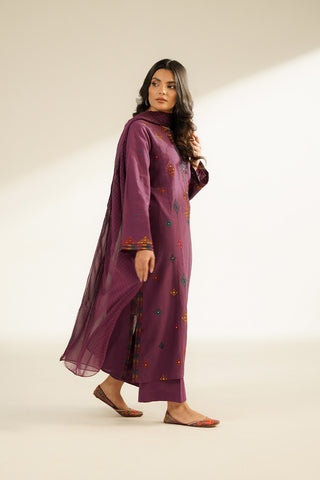 3 Piece Slub Khaddar Embroidered Suit (CS0404)