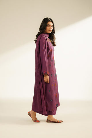 3 Piece Slub Khaddar Embroidered Suit (CS0404)