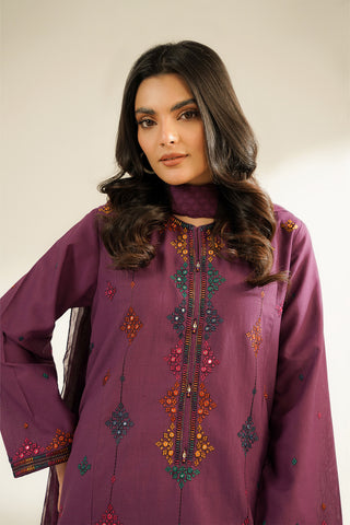 3 Piece Slub Khaddar Embroidered Suit (CS0404)