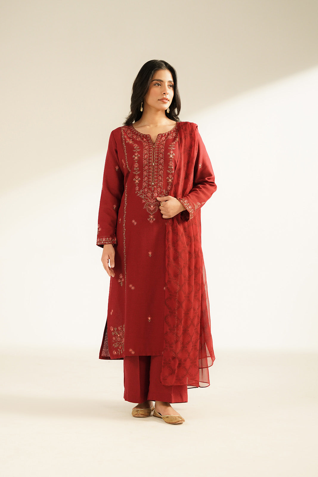 3 Piece Cotton Karandi Embroidered Suit (CS0407)