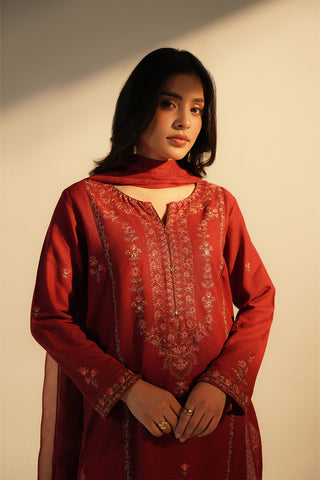 3 Piece Cotton Karandi Embroidered Suit (CS0407)