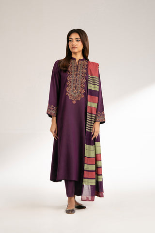 3 Piece Cotton Silk Embroidered Suit (CS0414)