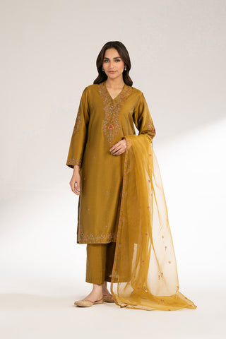 3 Piece Cotton Silk Embroidered Suit (CS0417)