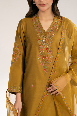 3 Piece Cotton Silk Embroidered Suit (CS0417)