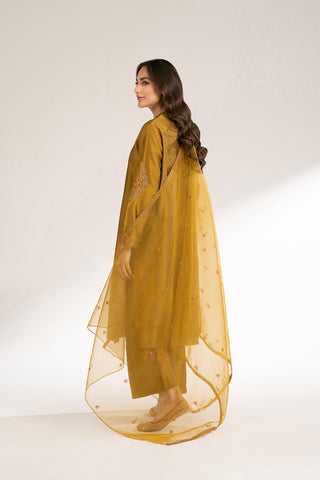 3 Piece Cotton Silk Embroidered Suit (CS0417)