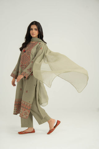 3 Piece Cotton Karandi Embroidered Suit (CS0424)