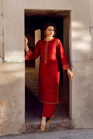 2 Piece Cotton Silk Embroidered Suit (CS0429)