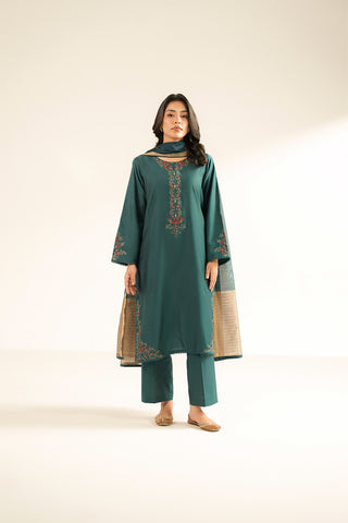 3 Piece Cotton Silk Embroidered Suit (CS0431)