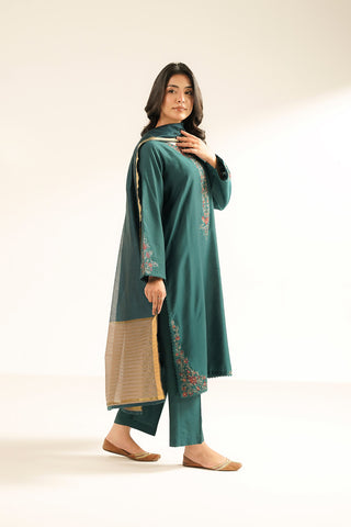 3 Piece Cotton Silk Embroidered Suit (CS0431)