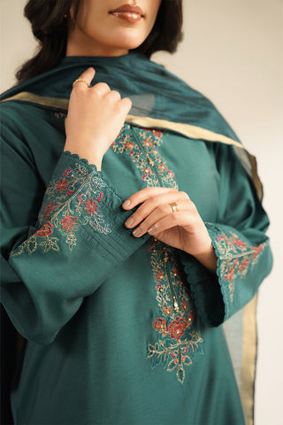 3 Piece Cotton Silk Embroidered Suit (CS0431)