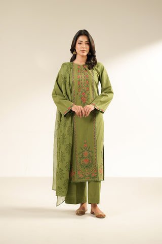 3 Piece Slub Khaddar Embroidered Suit (CS0432)