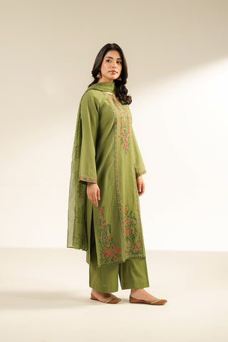 3 Piece Slub Khaddar Embroidered Suit (CS0432)