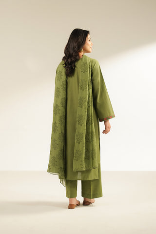 3 Piece Slub Khaddar Embroidered Suit (CS0432)
