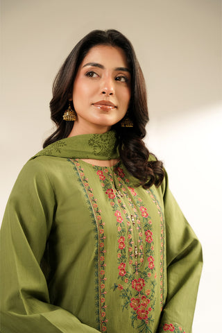 3 Piece Slub Khaddar Embroidered Suit (CS0432)