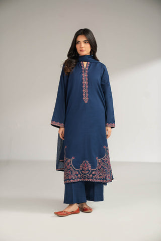 3 Piece Slub Khaddar Embroidered Suit (CS0438)