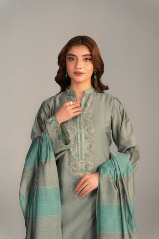 3 Piece Cotton Silk Embroidered Suit (CS0439)