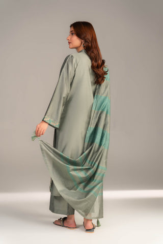 3 Piece Cotton Silk Embroidered Suit (CS0439)