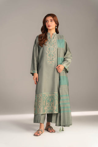3 Piece Cotton Silk Embroidered Suit (CS0439)