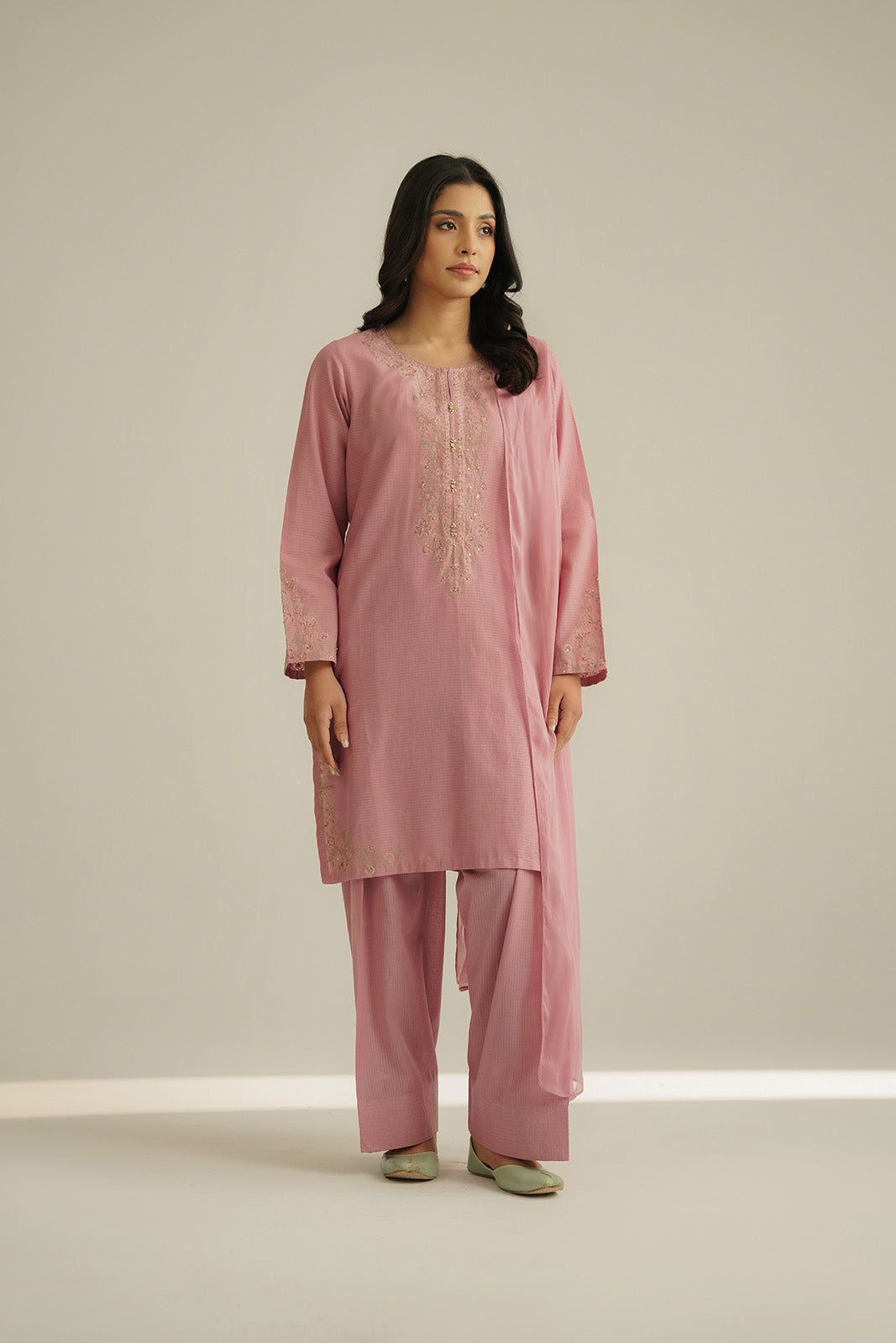 3 Piece Cotton Rip Stop Embroidered Suit (CS0445)