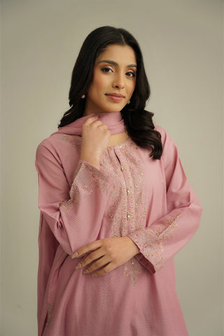 3 Piece Cotton Rip Stop Embroidered Suit (CS0445)