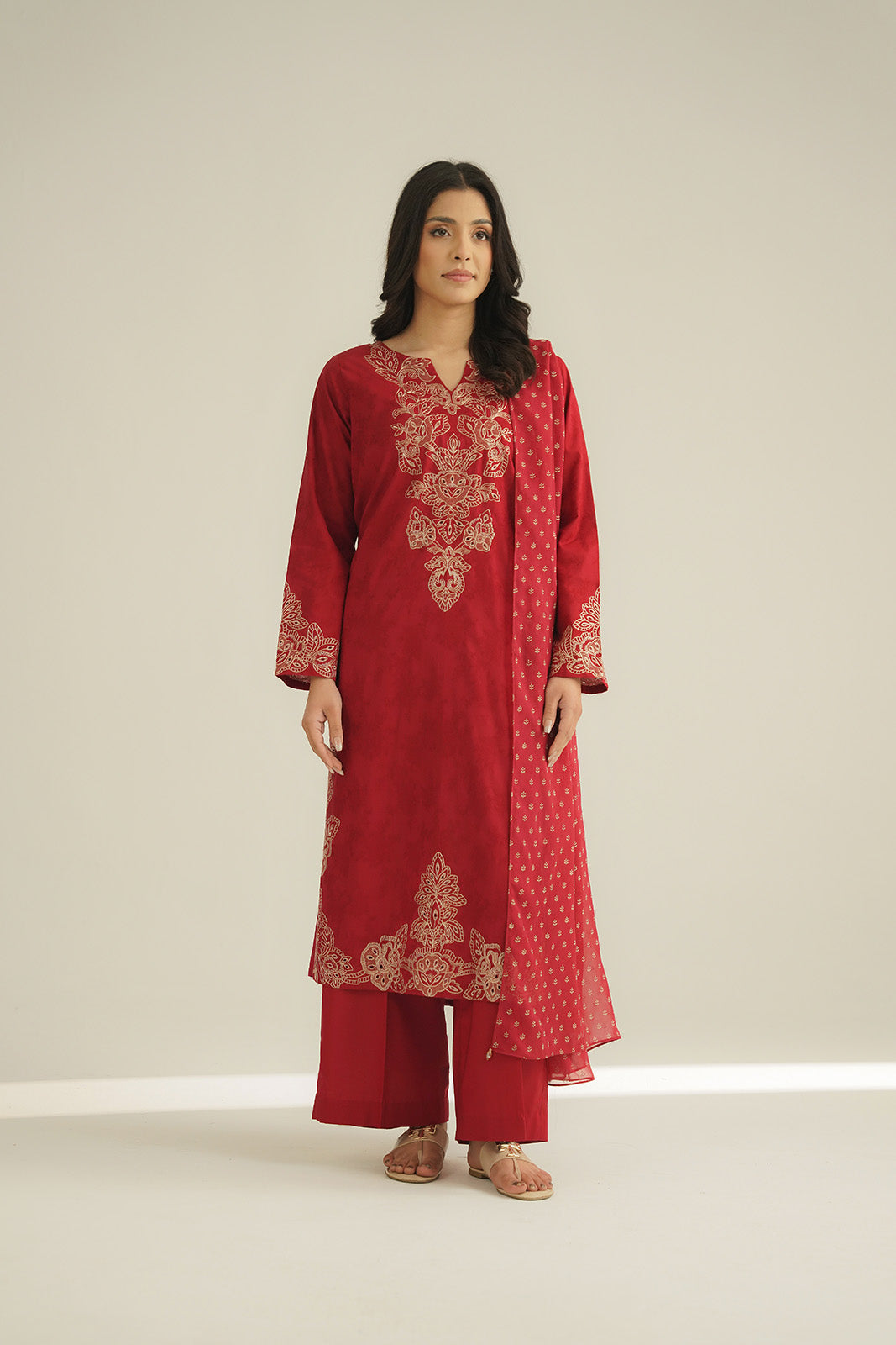 3 Piece Dobby Embroidered Suit (CS0448)