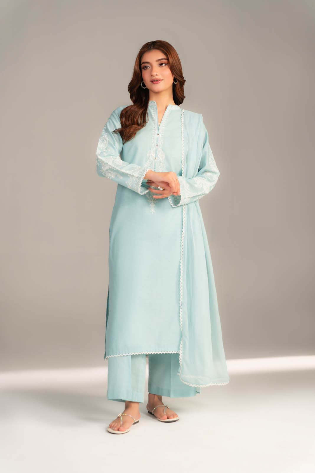 3 Piece Cotton Rip Stop Embroidered Suit (CS0460)