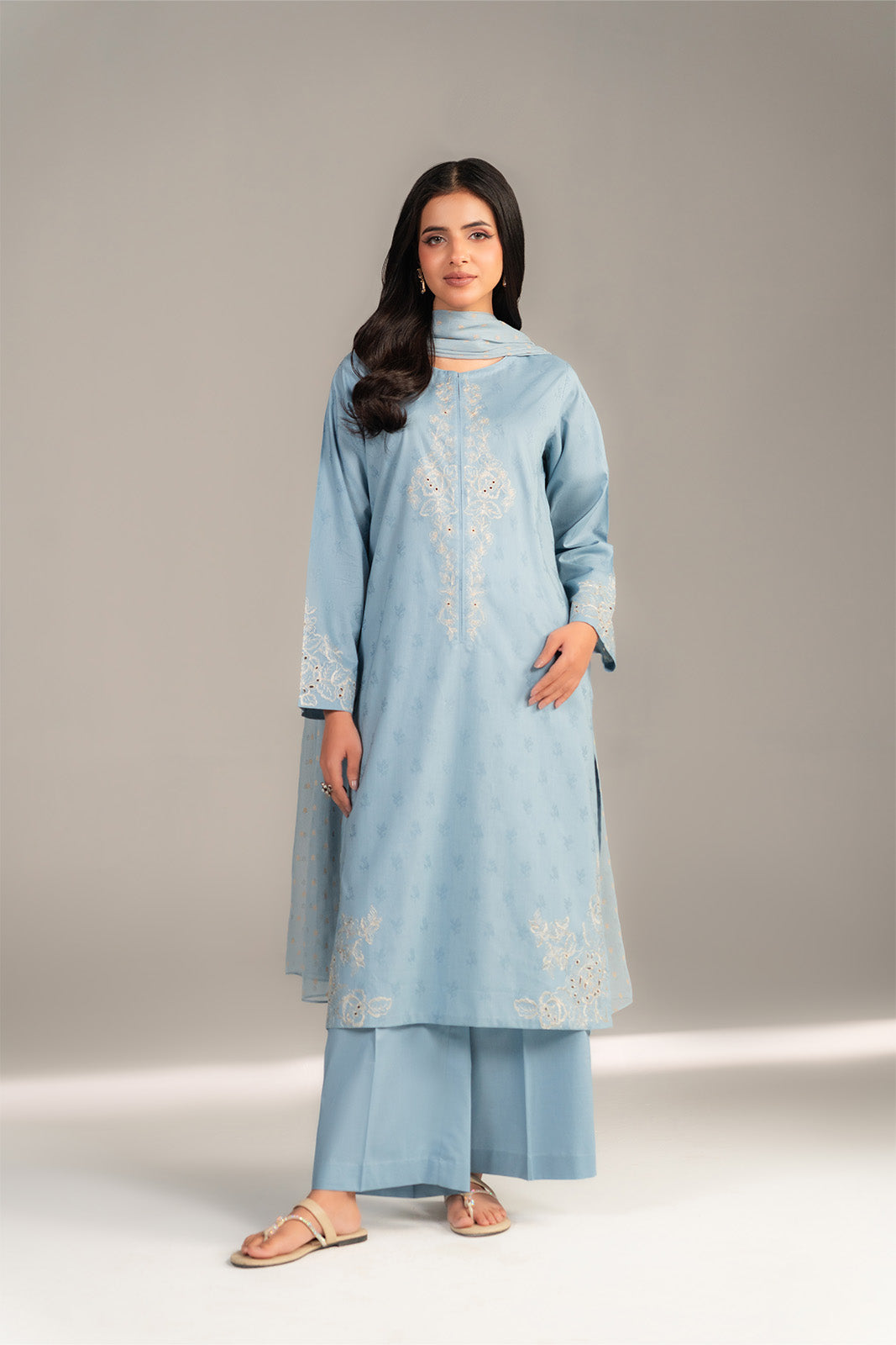 3 Piece Dobby Embroidered Suit (CS0461)