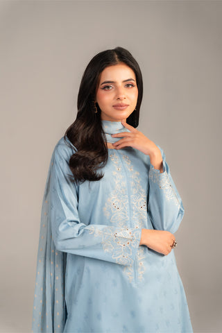 3 Piece Dobby Embroidered Suit (CS0461)