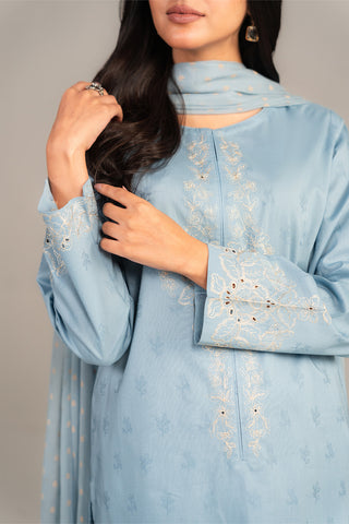 3 Piece Dobby Embroidered Suit (CS0461)