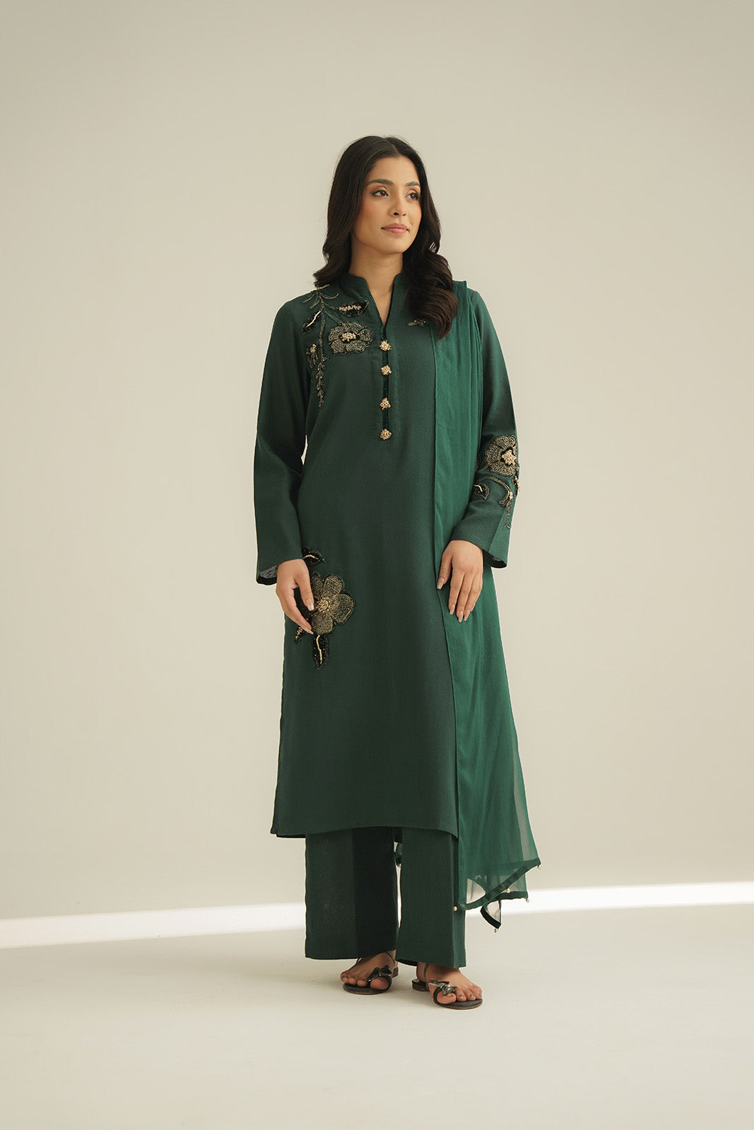 3 Piece Cotton Karandi Embroidered Suit (CS0462)