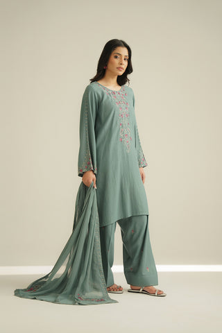 3 Piece Lawn Karandi Embroidered Suit (CS0464)