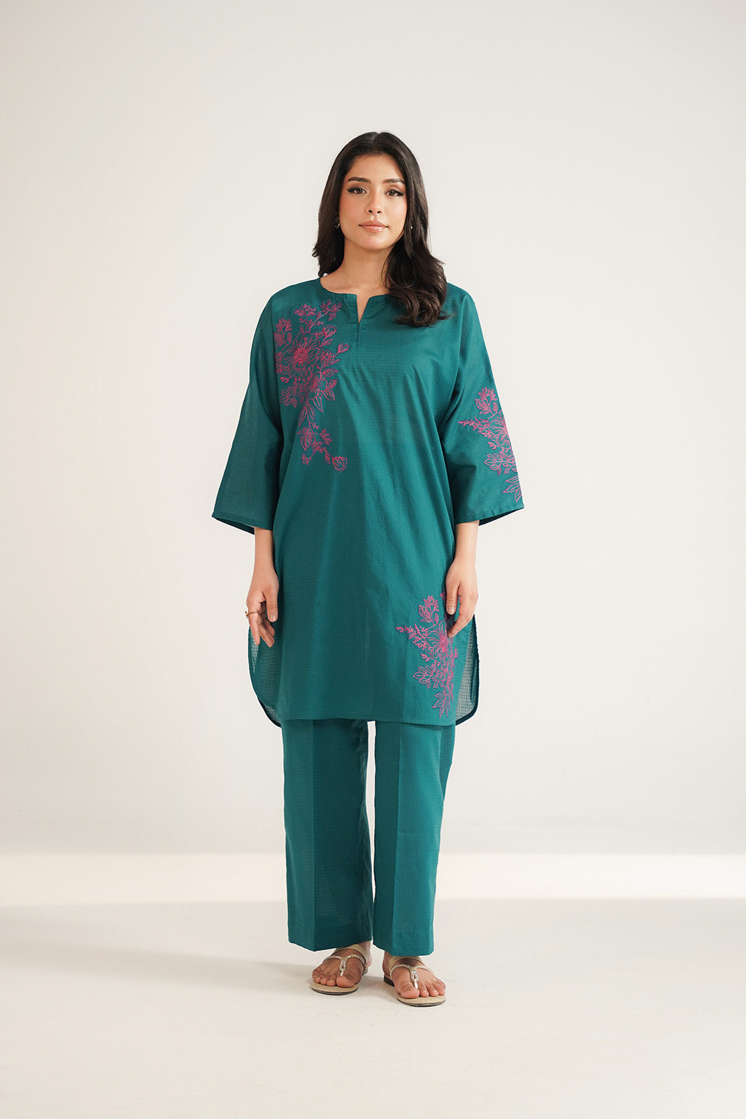 2 Piece Cotton Embroidered Suit (CS0476)