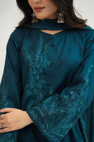 3 Piece Dobby Cotton Embroidered Suit (CS0477)