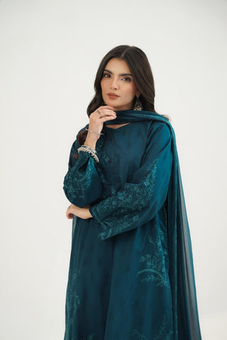 3 Piece Dobby Cotton Embroidered Suit (CS0477)