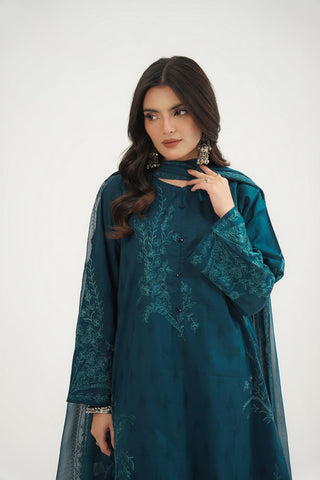 3 Piece Dobby Cotton Embroidered Suit (CS0477)