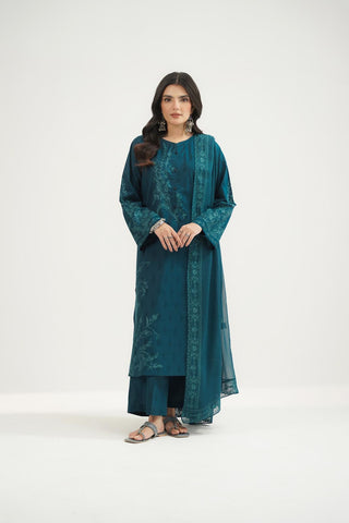 3 Piece Dobby Cotton Embroidered Suit (CS0477)