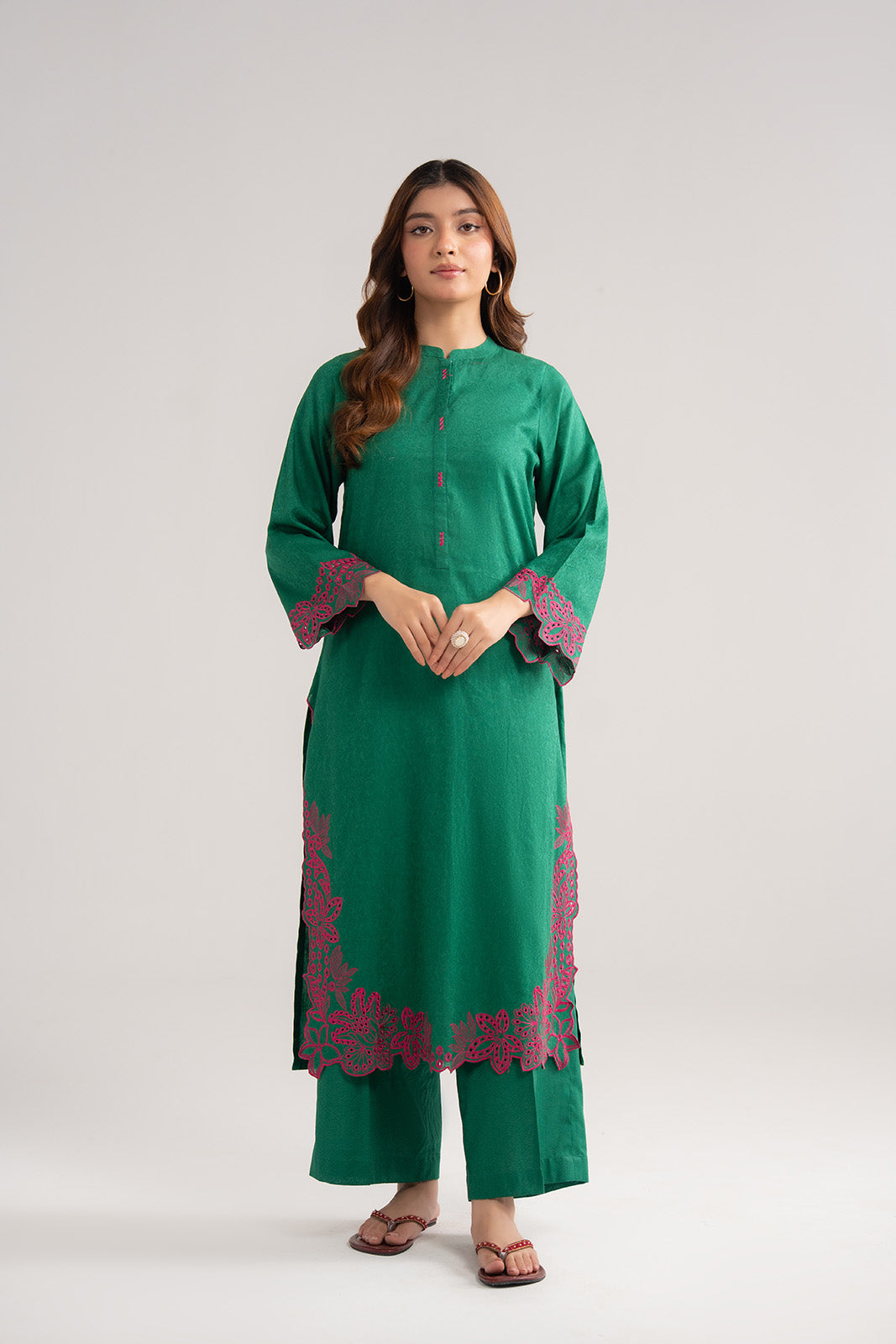 2 Piece Self Jacquard Embroidered Suit (CS0484)