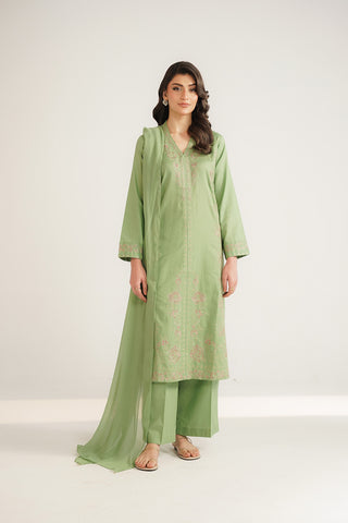 3 Piece Cotton Jacquard Embroidered Suit (CS0485)