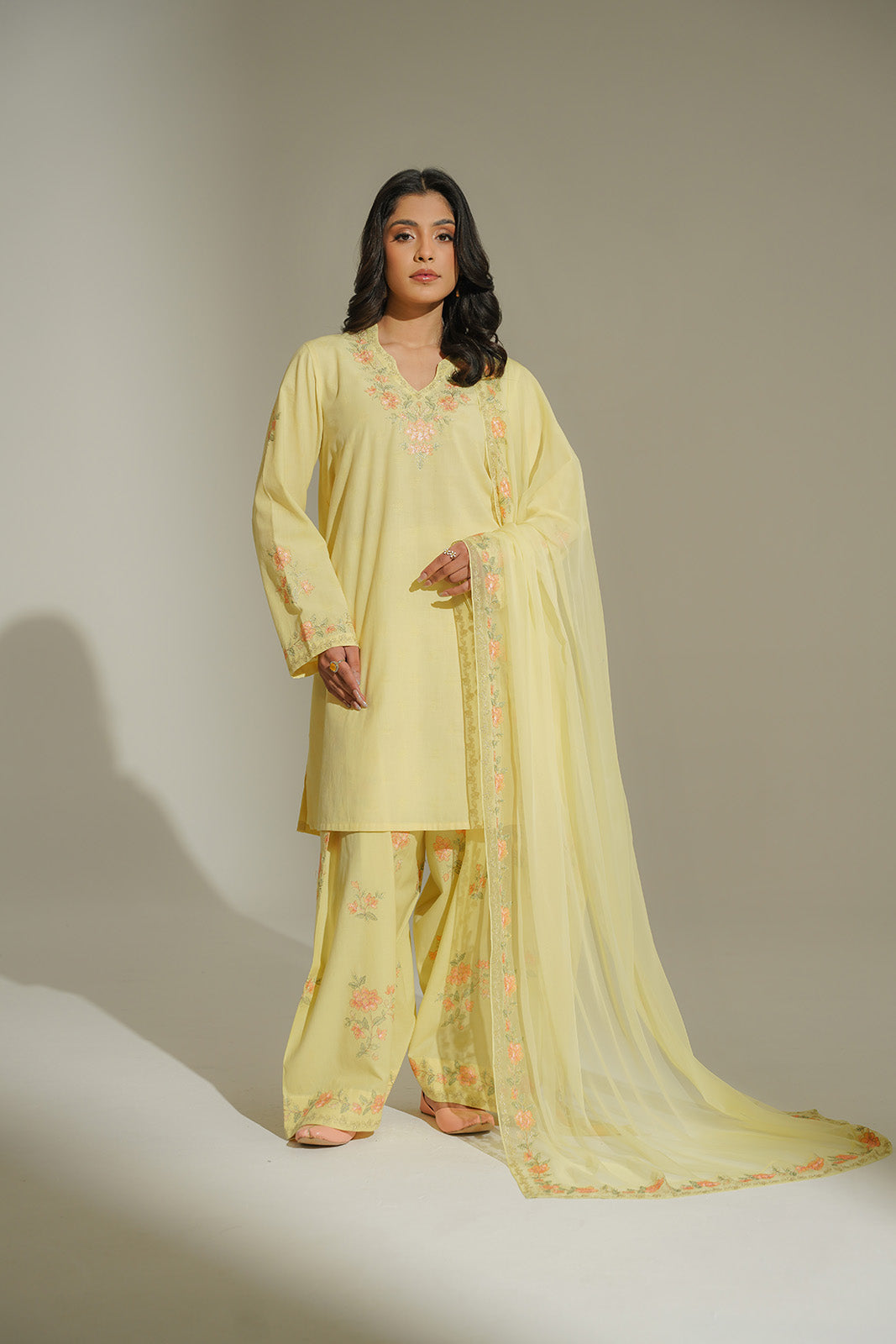 3 Piece Cotton Embroidered Suit (CS0487)